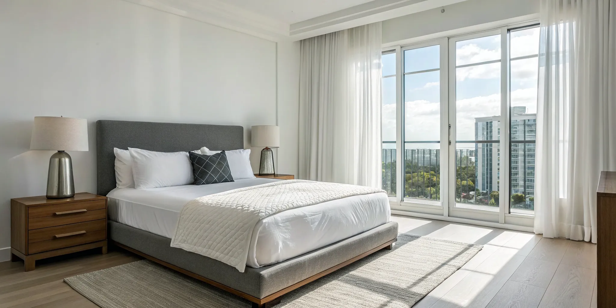 A tidy bedroom ready for a professional Aprehend bed bug treatment.