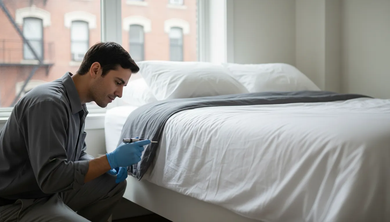 NYC apartment inspection for bed bug biopesticide treatment