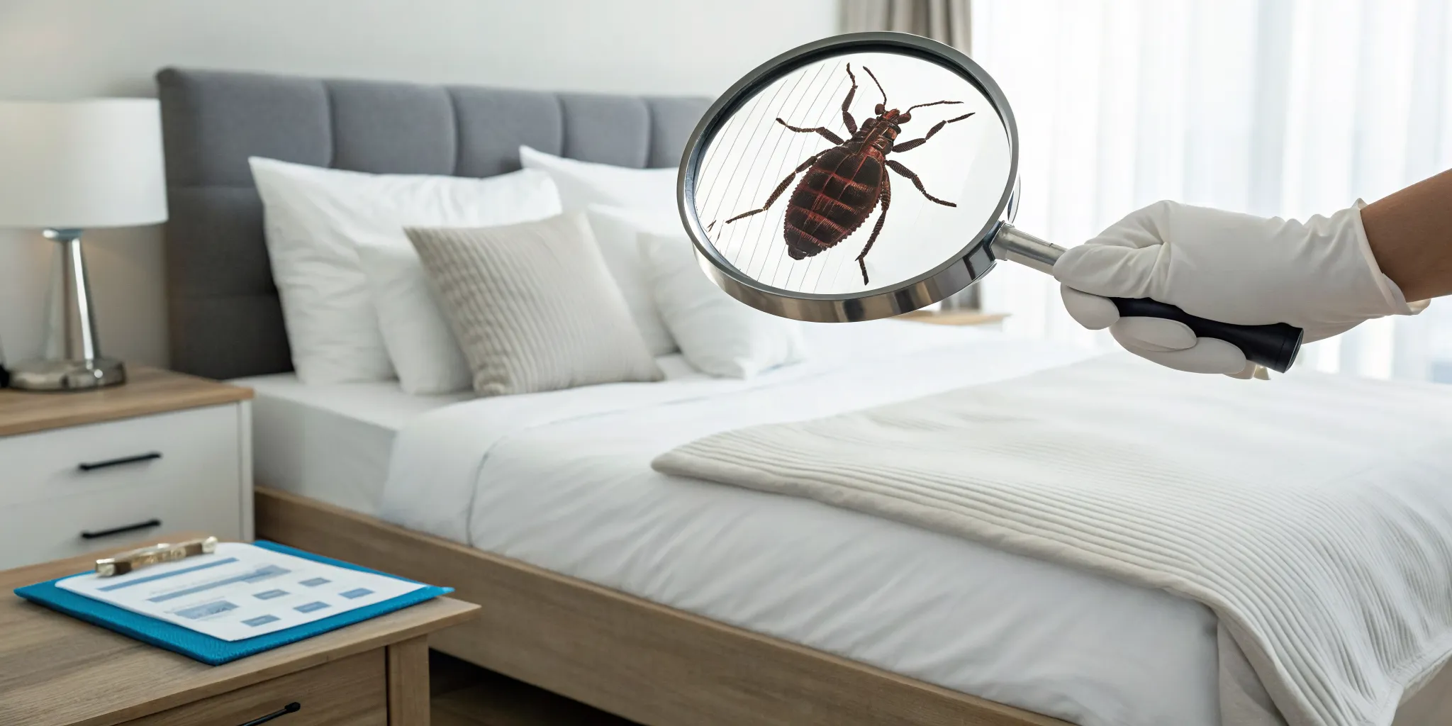 A close-up of a bed bug on a mattress, a factor in the total cost of bed bug removal.