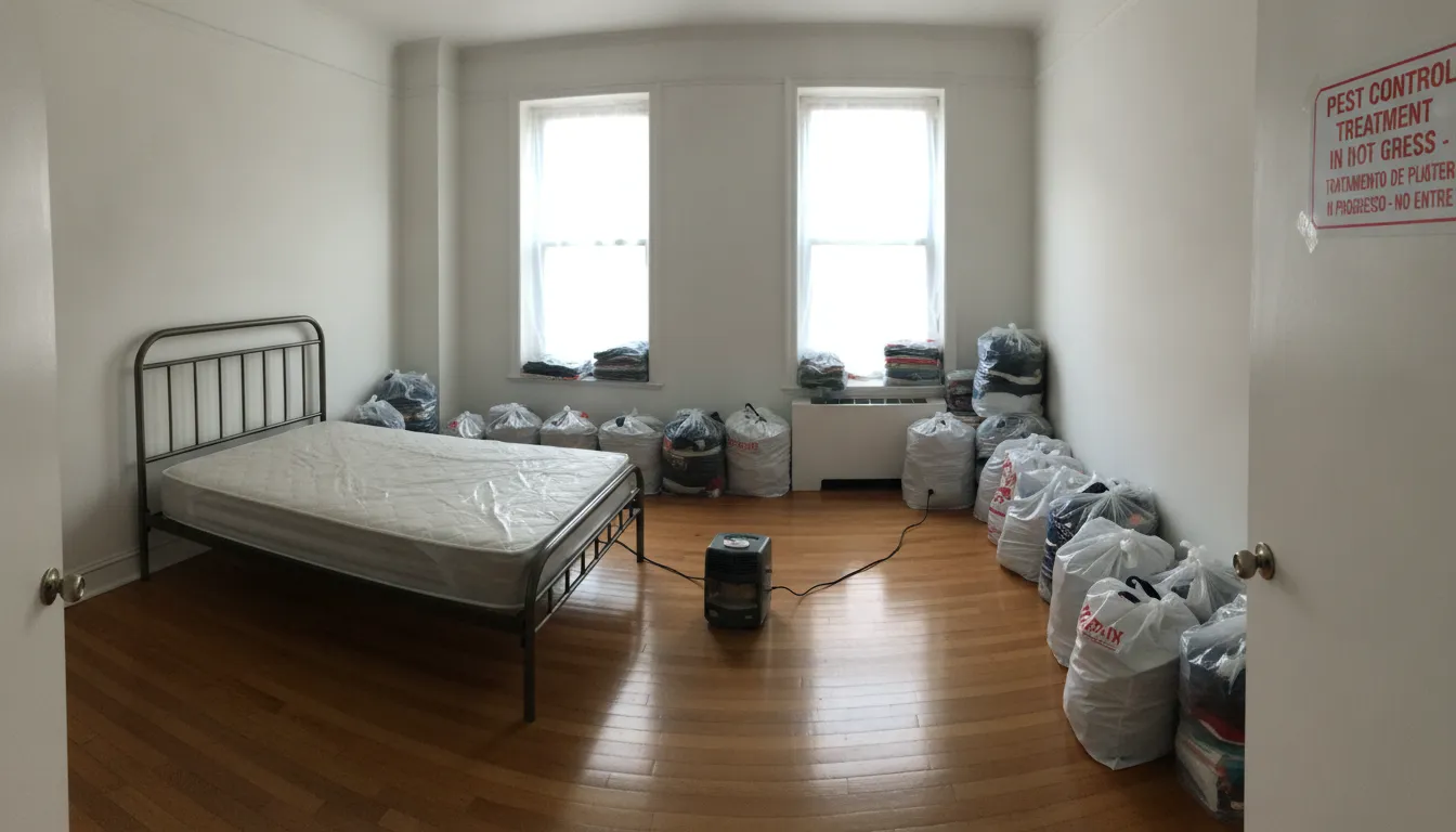 Organized NYC apartment prepared using a bed bug treatment preparation checklist