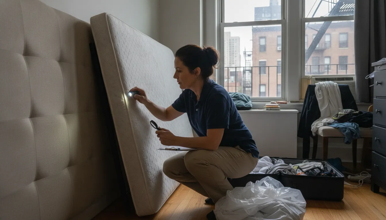 New York property manager inspecting an apartment for bed bugs